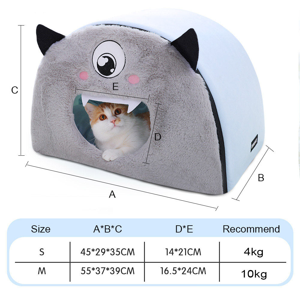 KFX-4166589 Round Detachable Plush Cat Nest - Cute Cartoon Design for Comfortable Pet Resting