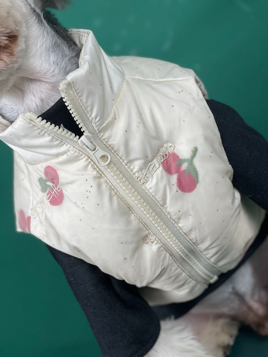 KFX-4167101 Warm Cherry Vest for Dogs - Polyester Fashion Dog Clothes for Autumn and Winter