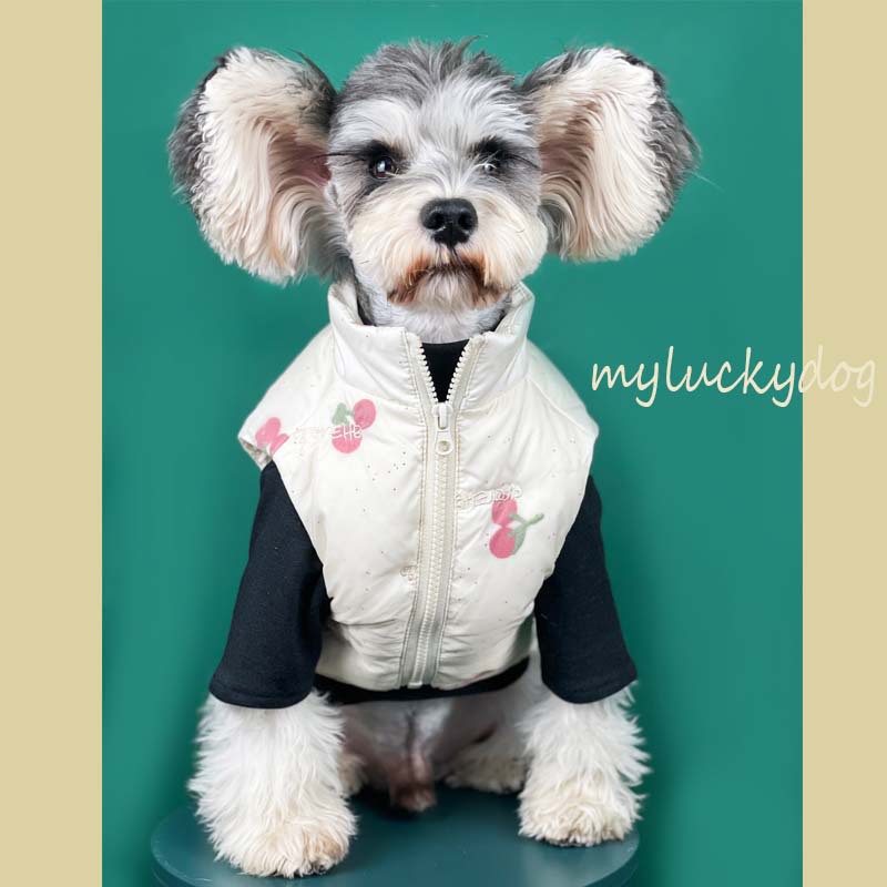 KFX-4167101 Warm Cherry Vest for Dogs - Polyester Fashion Dog Clothes for Autumn and Winter
