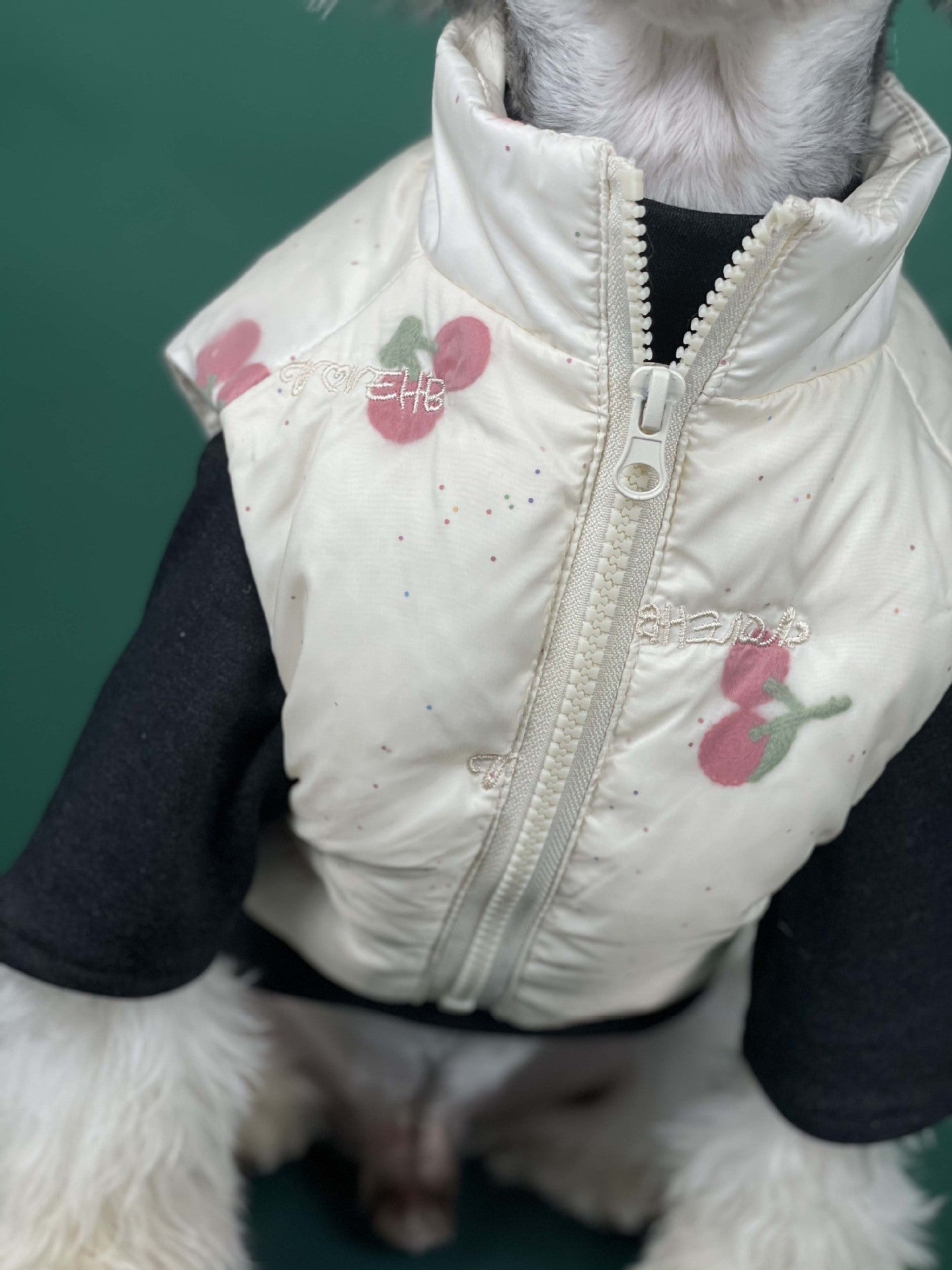 KFX-4167101 Warm Cherry Vest for Dogs - Polyester Fashion Dog Clothes for Autumn and Winter