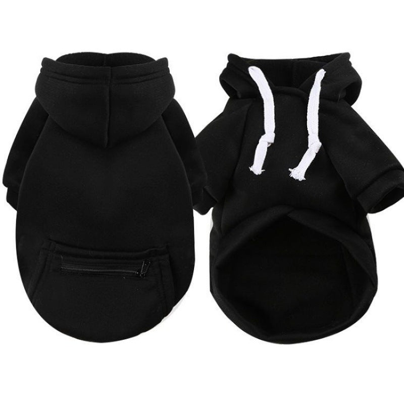 KFX-4167613 Zipper Pocket Hoodie for Small to Medium Dogs - Casual Polyester Sweatshirt in Multiple Colors