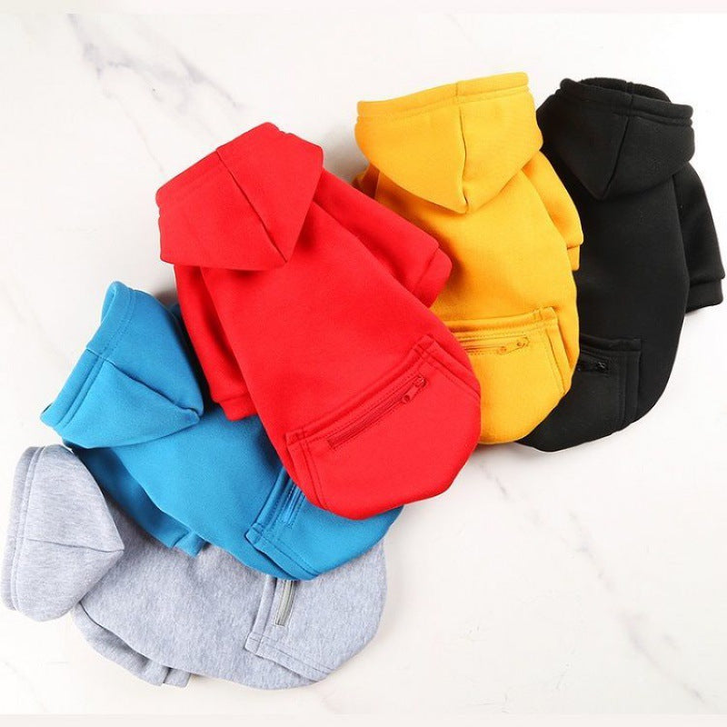 KFX-4167613 Zipper Pocket Hoodie for Small to Medium Dogs - Casual Polyester Sweatshirt in Multiple Colors
