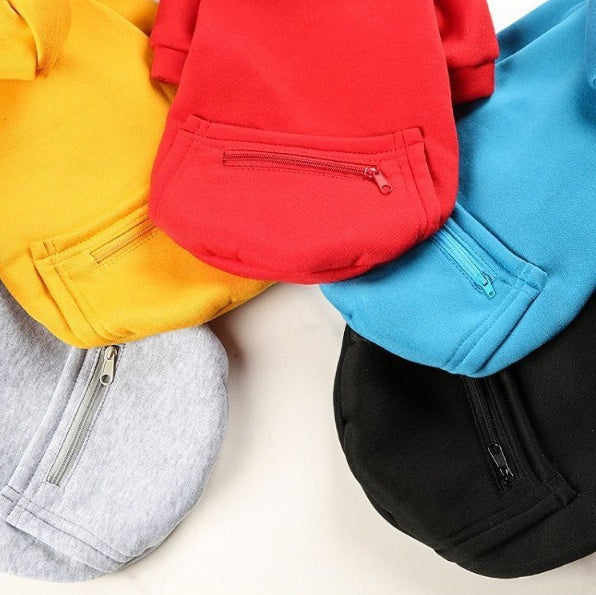 KFX-4167613 Zipper Pocket Hoodie for Small to Medium Dogs - Casual Polyester Sweatshirt in Multiple Colors