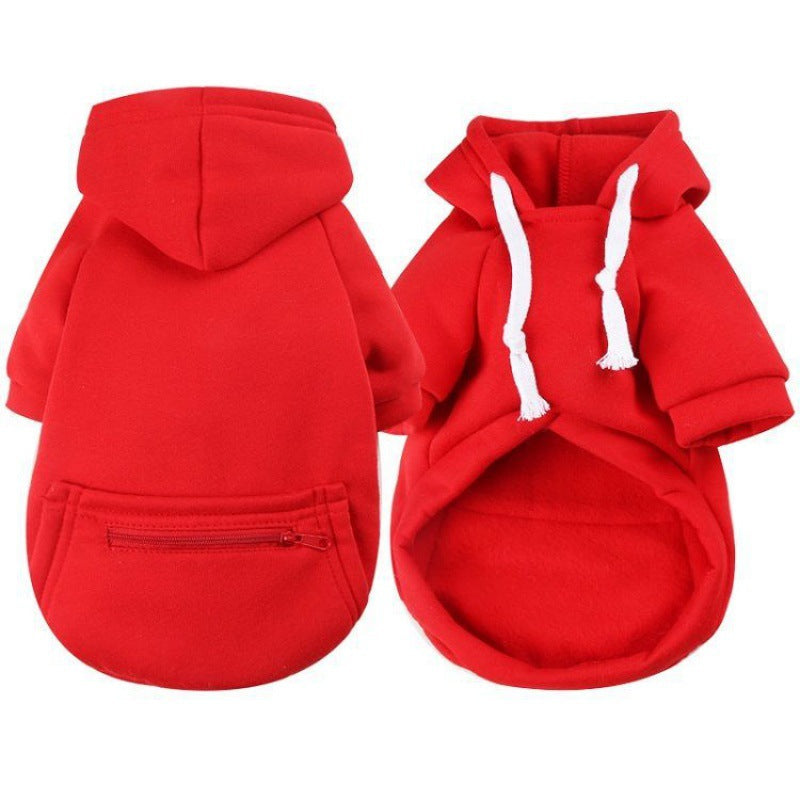 KFX-4167613 Zipper Pocket Hoodie for Small to Medium Dogs - Casual Polyester Sweatshirt in Multiple Colors