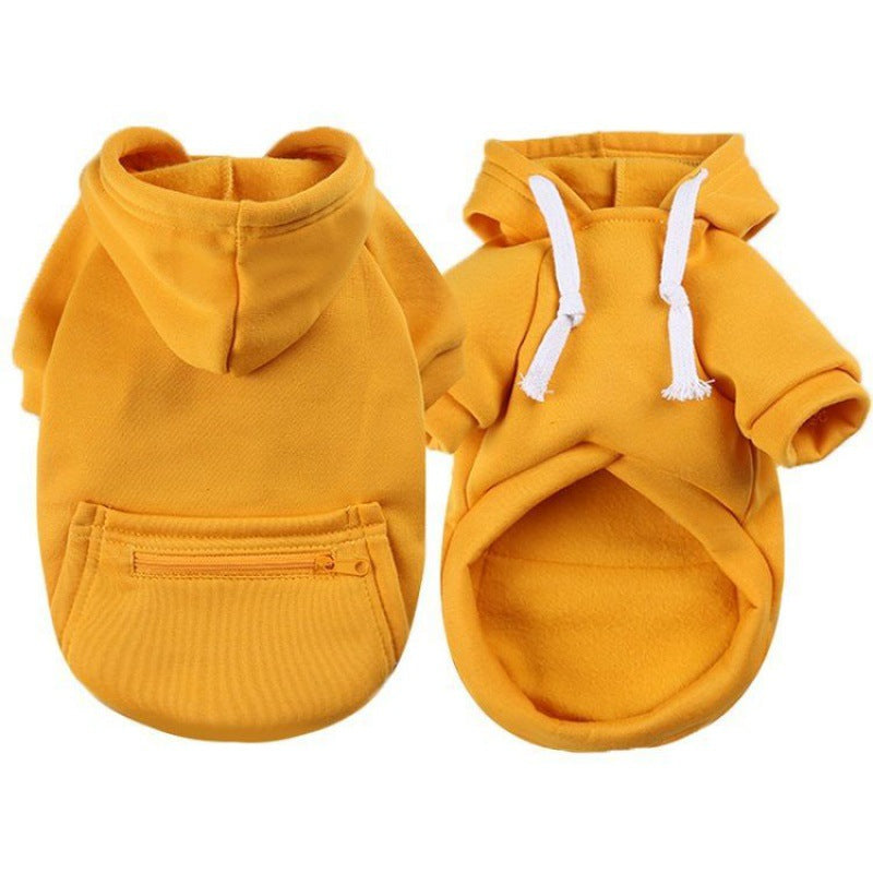 KFX-4167613 Zipper Pocket Hoodie for Small to Medium Dogs - Casual Polyester Sweatshirt in Multiple Colors