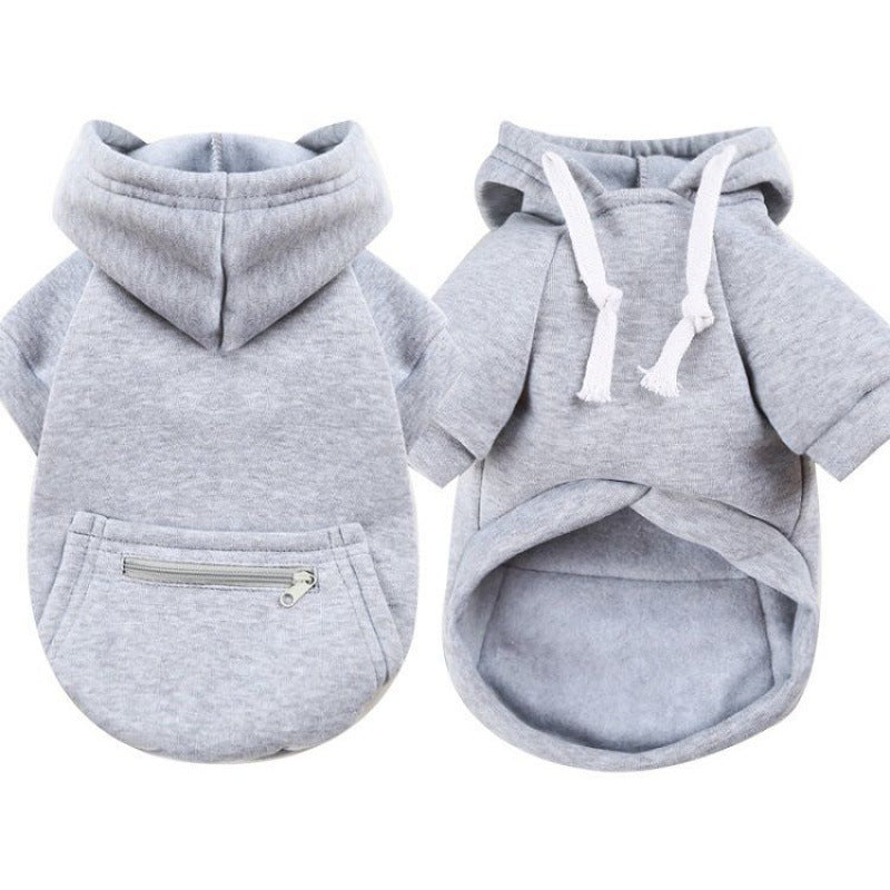 KFX-4167613 Zipper Pocket Hoodie for Small to Medium Dogs - Casual Polyester Sweatshirt in Multiple Colors