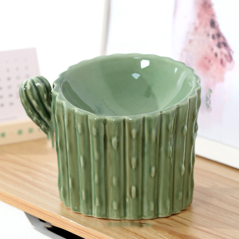 KFX-4168509 Ceramic Cat and Dog Food Bowl Set in Various Cactus Designs