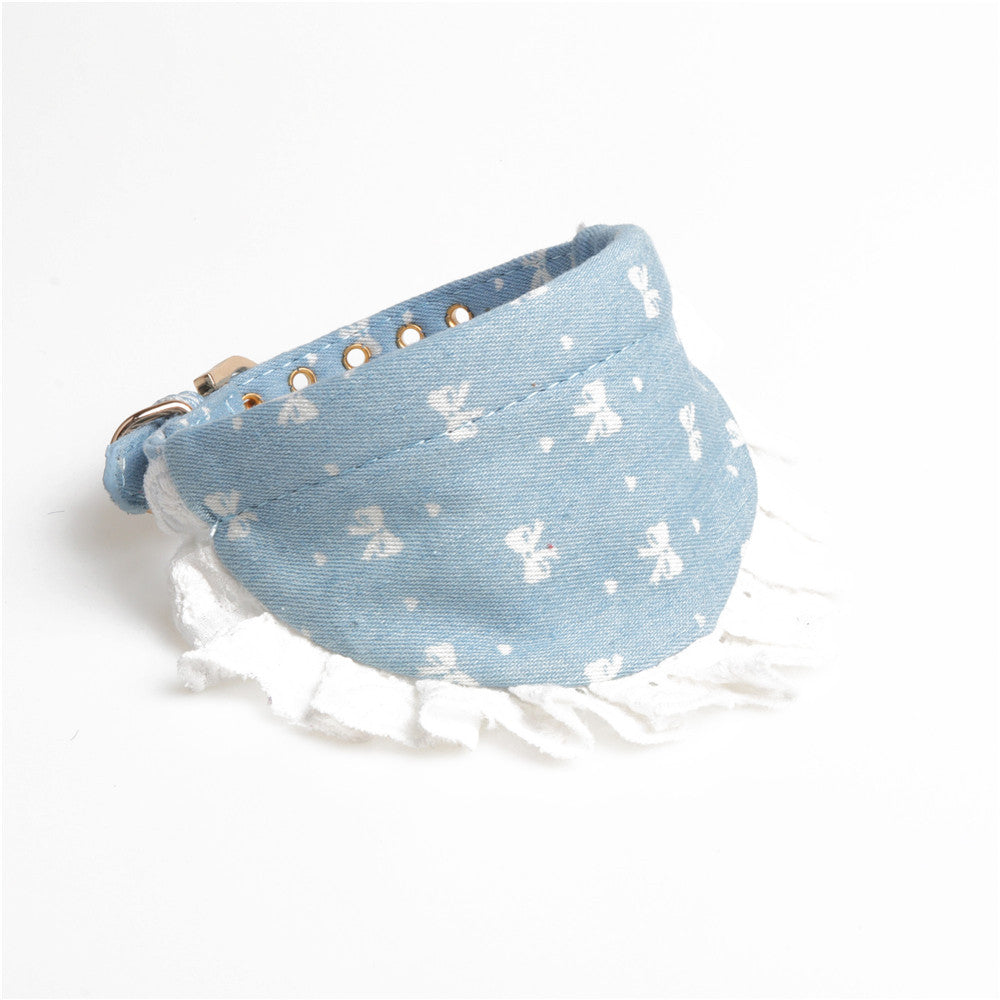 KFX-4169917 Denim Mini Bib Collar in Dark Blue and Light Blue - Cloth Material 34cm Long