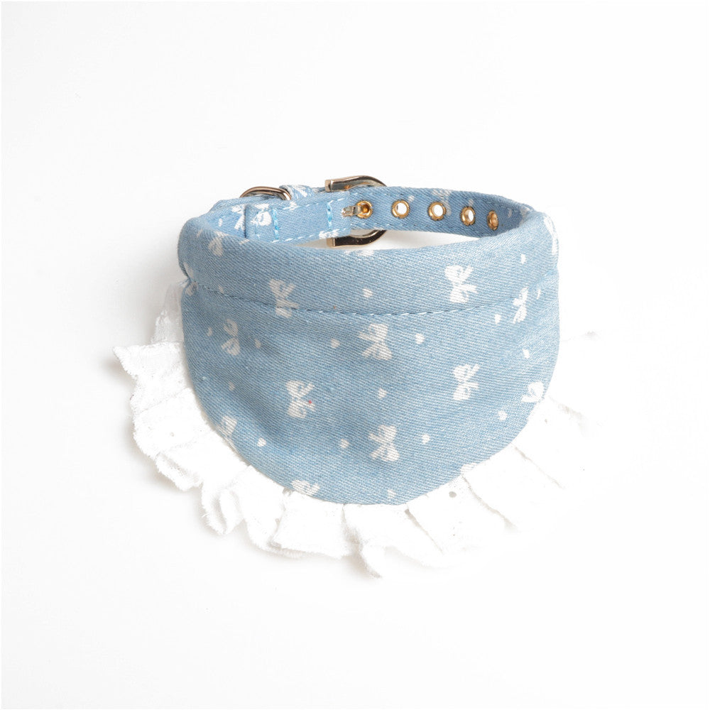 KFX-4169917 Denim Mini Bib Collar in Dark Blue and Light Blue - Cloth Material 34cm Long