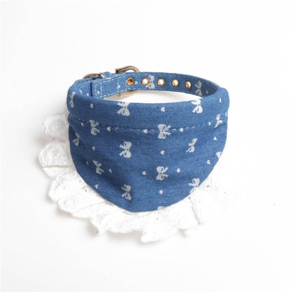 KFX-4169917 Denim Mini Bib Collar in Dark Blue and Light Blue - Cloth Material 34cm Long