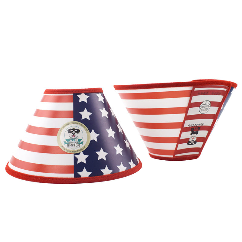 KFX-4170301 Elizabeth Protective Circle for Dogs - American Flag & Camouflage Styles, Flannel Edging, Various Sizes