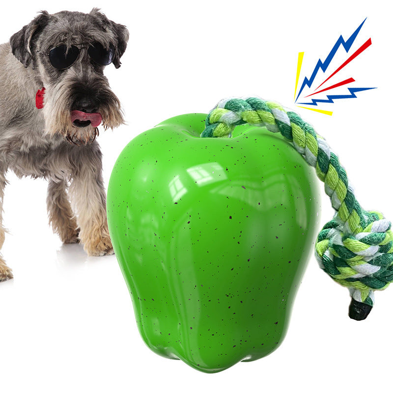 KFX-4170941 Apple Shaped Molar Dog Toy - Squeaky & Outdoor Versions in Green and Red