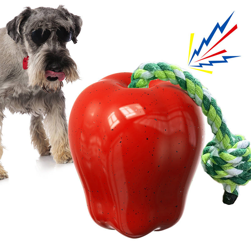 KFX-4170941 Apple Shaped Molar Dog Toy - Squeaky & Outdoor Versions in Green and Red