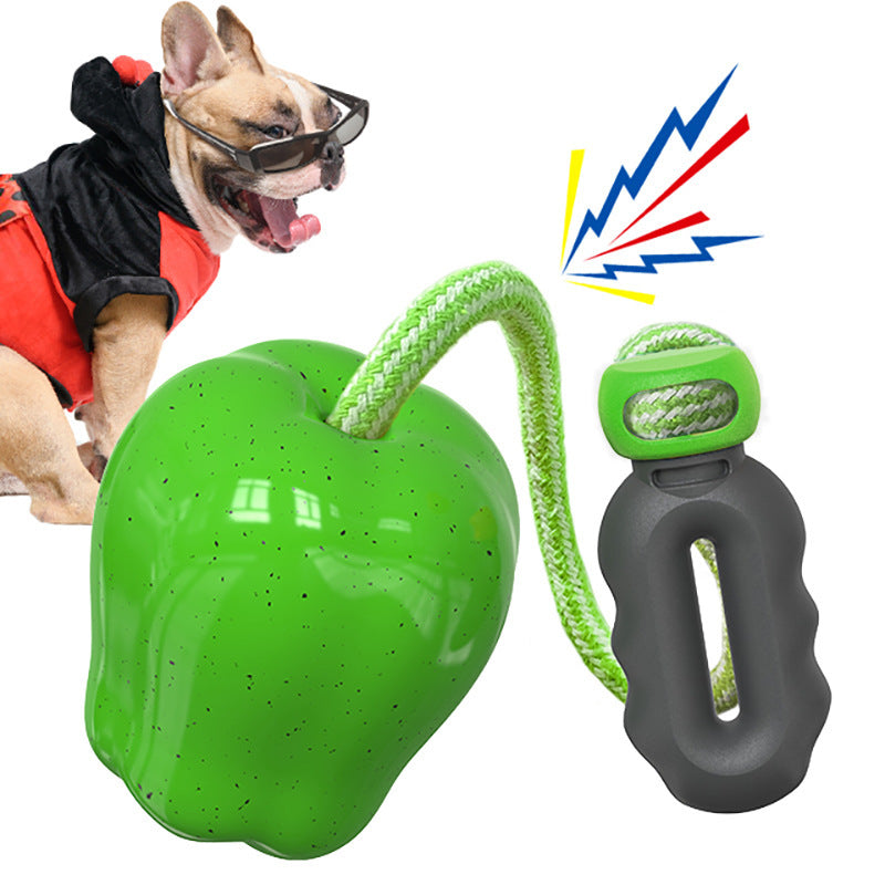 KFX-4170941 Apple Shaped Molar Dog Toy - Squeaky & Outdoor Versions in Green and Red