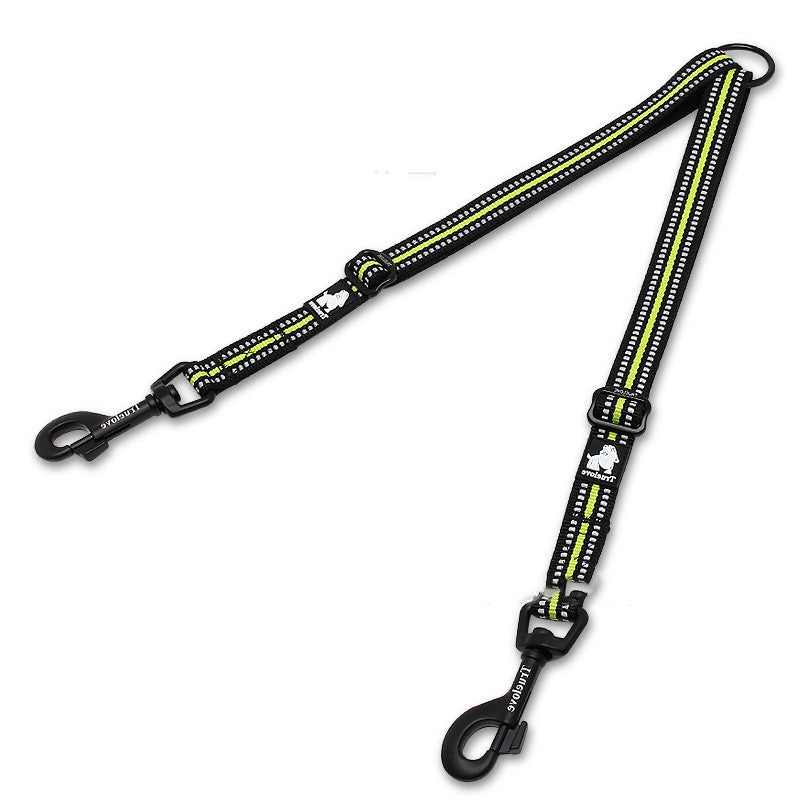KFX-4172093 Double-Headed Nylon Dog Leash for Outdoor Use - Multiple Sizes Available