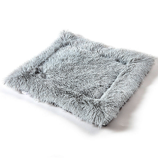 KFX-4172349 Plush Button Cat Litter Pad for Small Dogs - Soft Cushion Nest in Light Gray and Creamy White