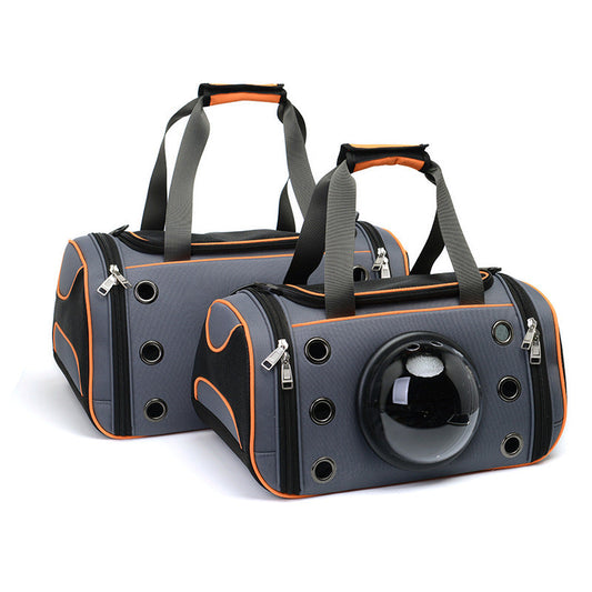 KFX-4174525 Portable Pet Space Capsule Carrier - Durable Oxford Fiber with Breathable Mesh for Cats and Small Dogs