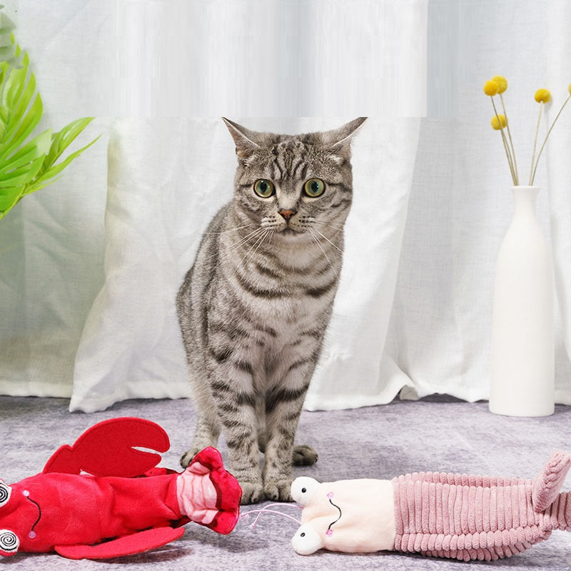 KFX-4177725 Intelligent Start Stop Automatic Plush Cat Toys - Pipi Shrimp & Lobster Design