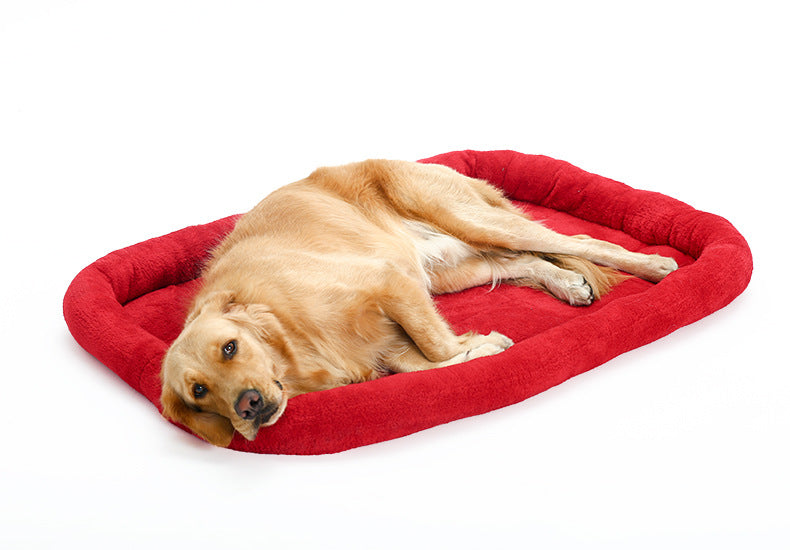 KFX-4178109 Velvet Pet Cushion in Dark Blue and Red