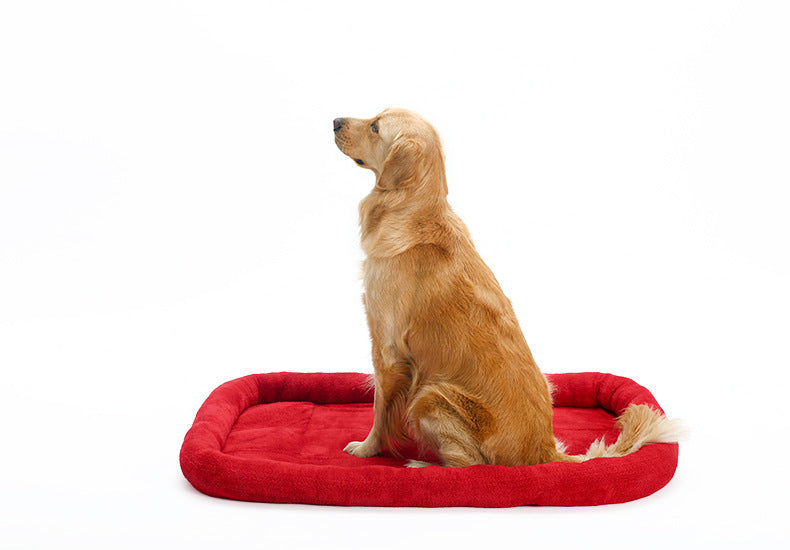 KFX-4178109 Velvet Pet Cushion in Dark Blue and Red