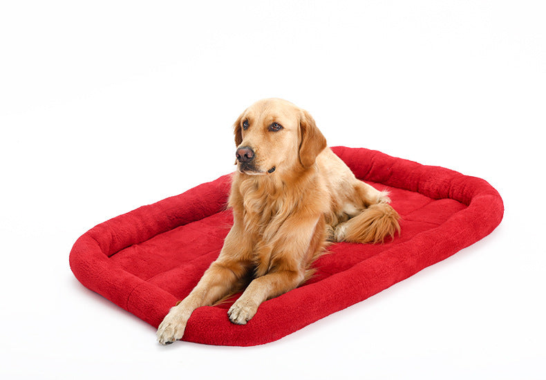 KFX-4178109 Velvet Pet Cushion in Dark Blue and Red