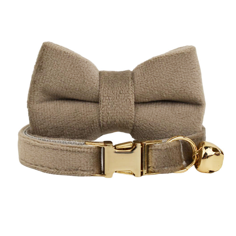 KFX-4180029 Lovely Cat Bow and Bell Collar Set for Pets, Cotton Material, Cartoon Design, Small and Large Sizes Available