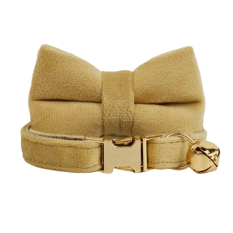 KFX-4180029 Lovely Cat Bow and Bell Collar Set for Pets, Cotton Material, Cartoon Design, Small and Large Sizes Available