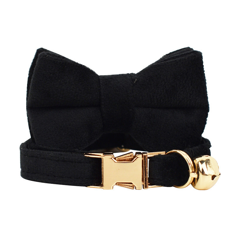 KFX-4180029 Lovely Cat Bow and Bell Collar Set for Pets, Cotton Material, Cartoon Design, Small and Large Sizes Available