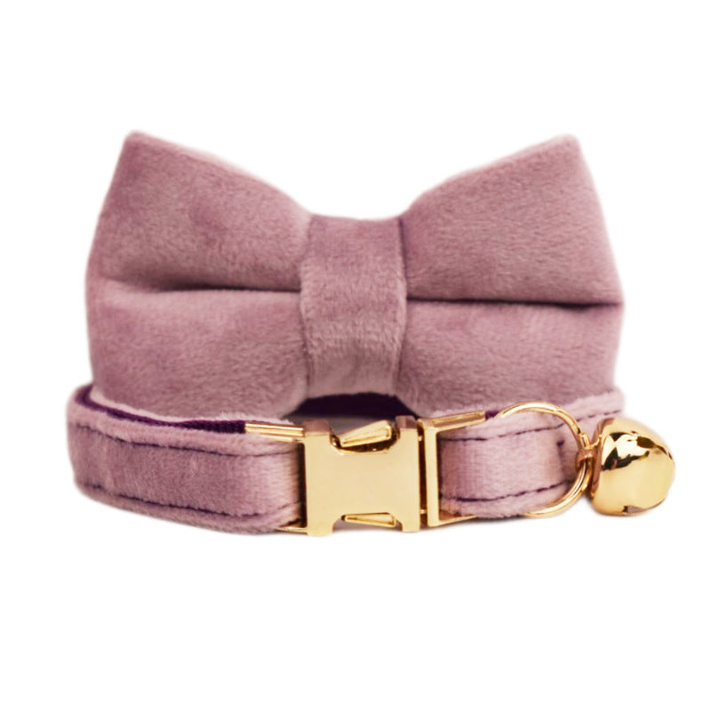 KFX-4180029 Lovely Cat Bow and Bell Collar Set for Pets, Cotton Material, Cartoon Design, Small and Large Sizes Available