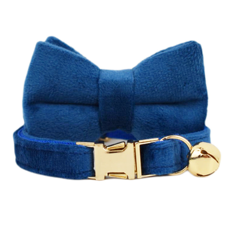 KFX-4180029 Lovely Cat Bow and Bell Collar Set for Pets, Cotton Material, Cartoon Design, Small and Large Sizes Available