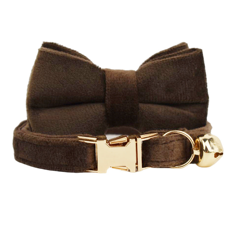KFX-4180029 Lovely Cat Bow and Bell Collar Set for Pets, Cotton Material, Cartoon Design, Small and Large Sizes Available