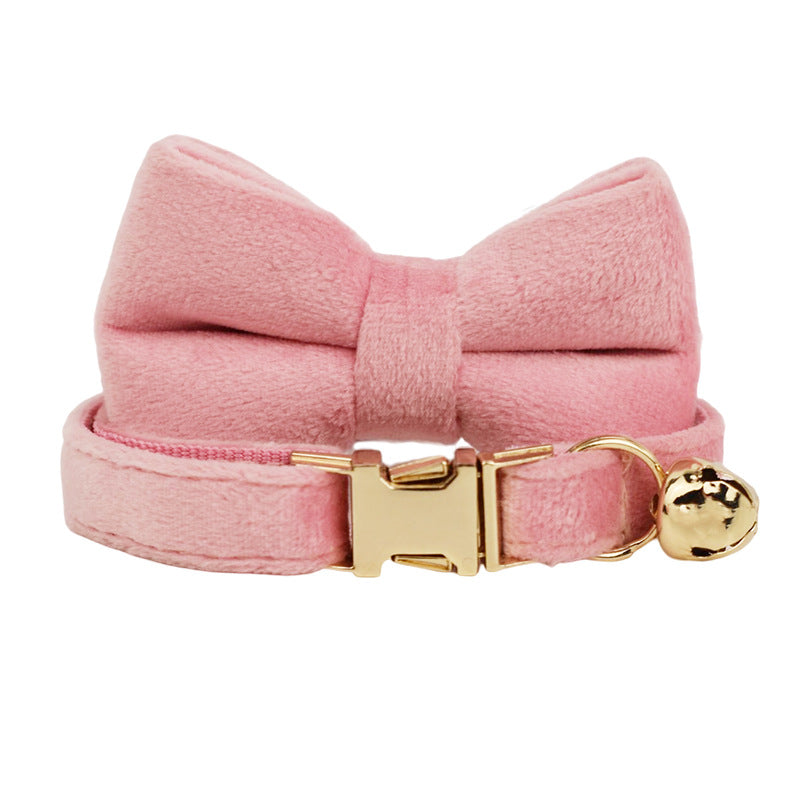 KFX-4180029 Lovely Cat Bow and Bell Collar Set for Pets, Cotton Material, Cartoon Design, Small and Large Sizes Available