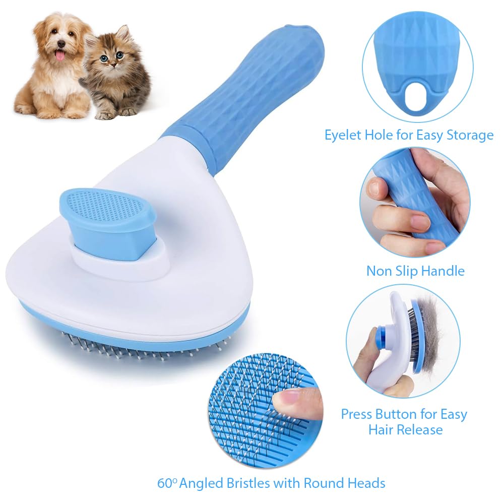 KFX-4181309 Cat Grooming Brush with Release Button for Easy Hair Removal, Perfect for Long and Short Haired Cats