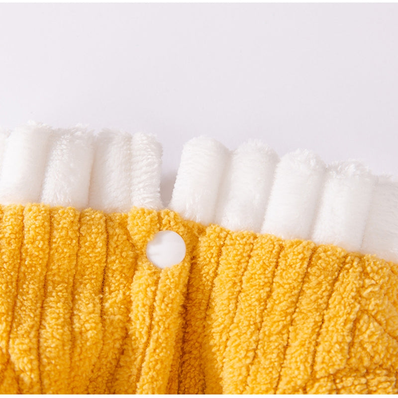 KFX-4182589 Cozy Yellow Ribbed Jumpsuit with Ruffled Cuffs for Small Dogs and Hairless Cats