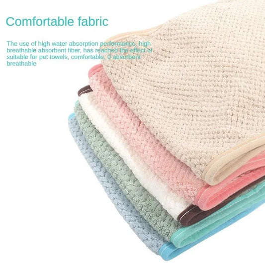 KFX-4183485 Super Absorbent Quick-Drying Towel for Pets - Pocket Style Scrub Gloves and Bath Towel, 60x25 CM
