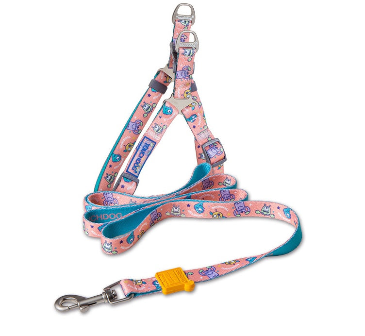 KFX-4183613 Nylon Heat Transfer Dog Harness with Leash and Chest Back Collar for Outdoor Walking