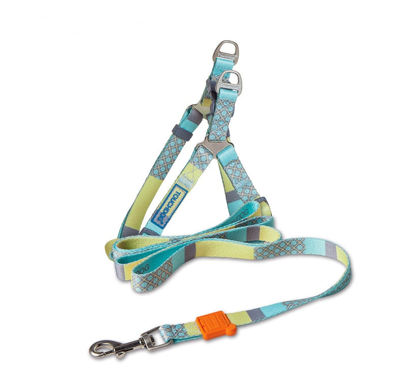 KFX-4183613 Nylon Heat Transfer Dog Harness with Leash and Chest Back Collar for Outdoor Walking