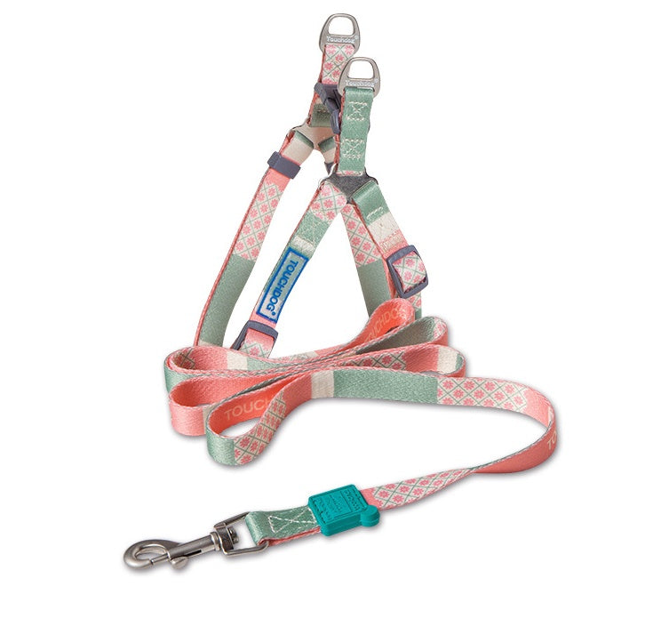 KFX-4183613 Nylon Heat Transfer Dog Harness with Leash and Chest Back Collar for Outdoor Walking