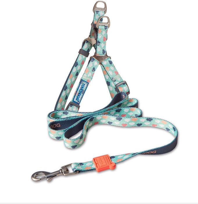 KFX-4183613 Nylon Heat Transfer Dog Harness with Leash and Chest Back Collar for Outdoor Walking