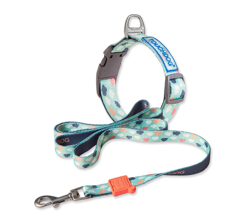 KFX-4183613 Nylon Heat Transfer Dog Harness with Leash and Chest Back Collar for Outdoor Walking