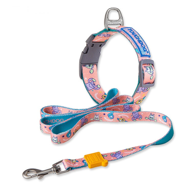 KFX-4183613 Nylon Heat Transfer Dog Harness with Leash and Chest Back Collar for Outdoor Walking
