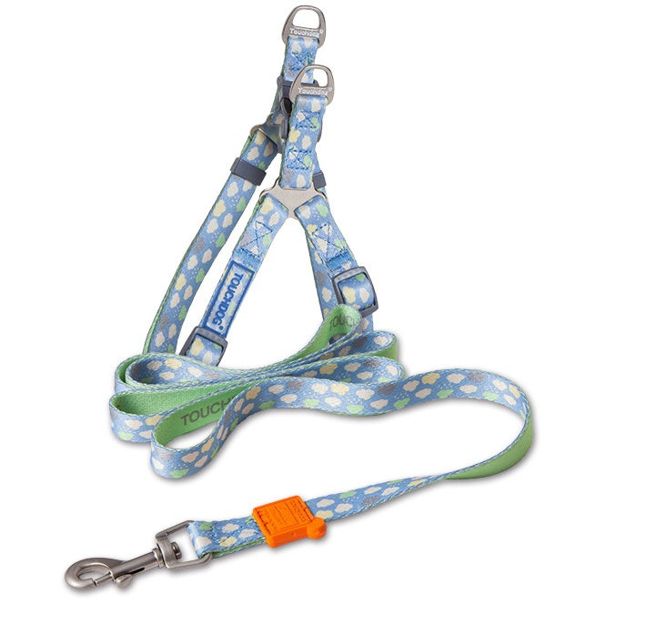 KFX-4183613 Nylon Heat Transfer Dog Harness with Leash and Chest Back Collar for Outdoor Walking
