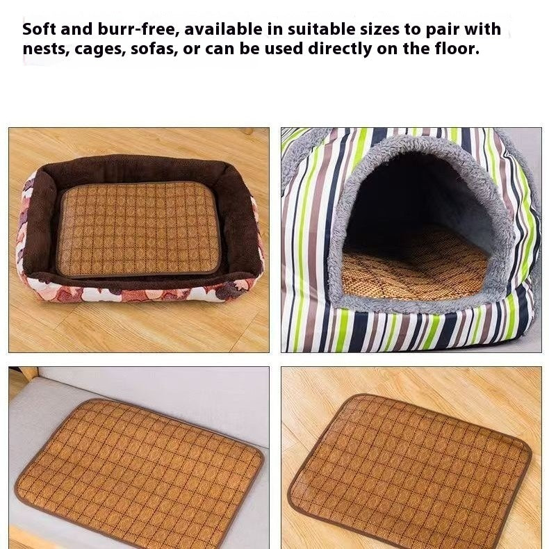 KFX-4185661 Summer Pet Cooling Mat for Dogs - Rattan Fiber, Available in Multiple Sizes