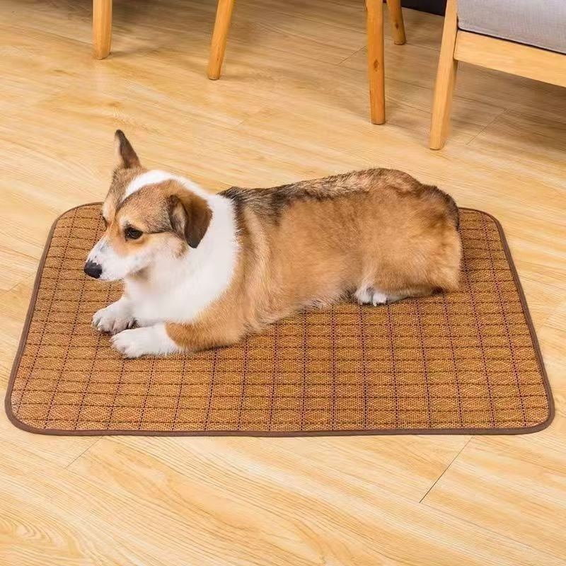 KFX-4185661 Summer Pet Cooling Mat for Dogs - Rattan Fiber, Available in Multiple Sizes