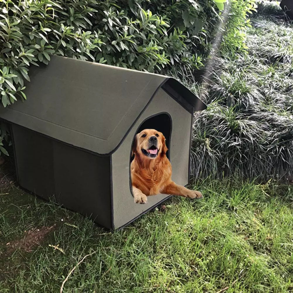 KFX-4187837 Waterproof Outdoor Dog Kennel and Cat House with Detachable Mat, Foldable Pet Shelter for Indoor and Outdoor Use