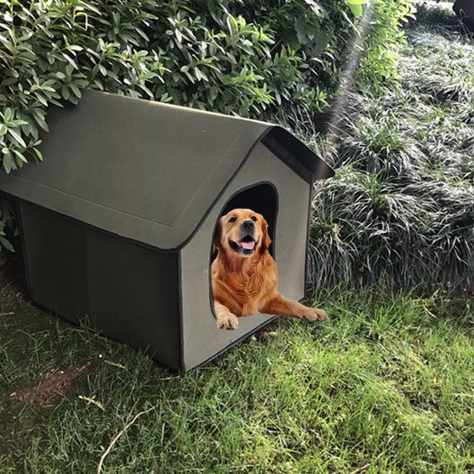 KFX-4187837 Waterproof Outdoor Dog Kennel and Cat House with Detachable Mat, Foldable Pet Shelter for Indoor and Outdoor Use
