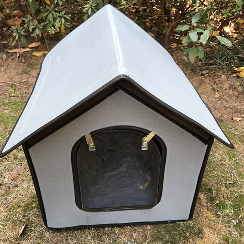 KFX-4187837 Waterproof Outdoor Dog Kennel and Cat House with Detachable Mat, Foldable Pet Shelter for Indoor and Outdoor Use