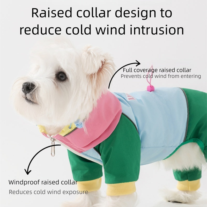 KFX-4188349 Waterproof 4-Leg Dog Jumpsuit with Hood for Outdoor Adventures
