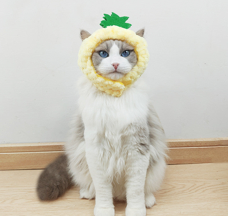 KFX-4188605 Pineapple Cat Hat Warm Puppet Headdress for Small Pets
