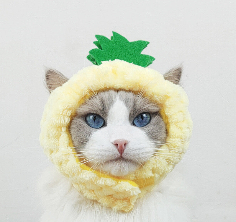 KFX-4188605 Pineapple Cat Hat Warm Puppet Headdress for Small Pets
